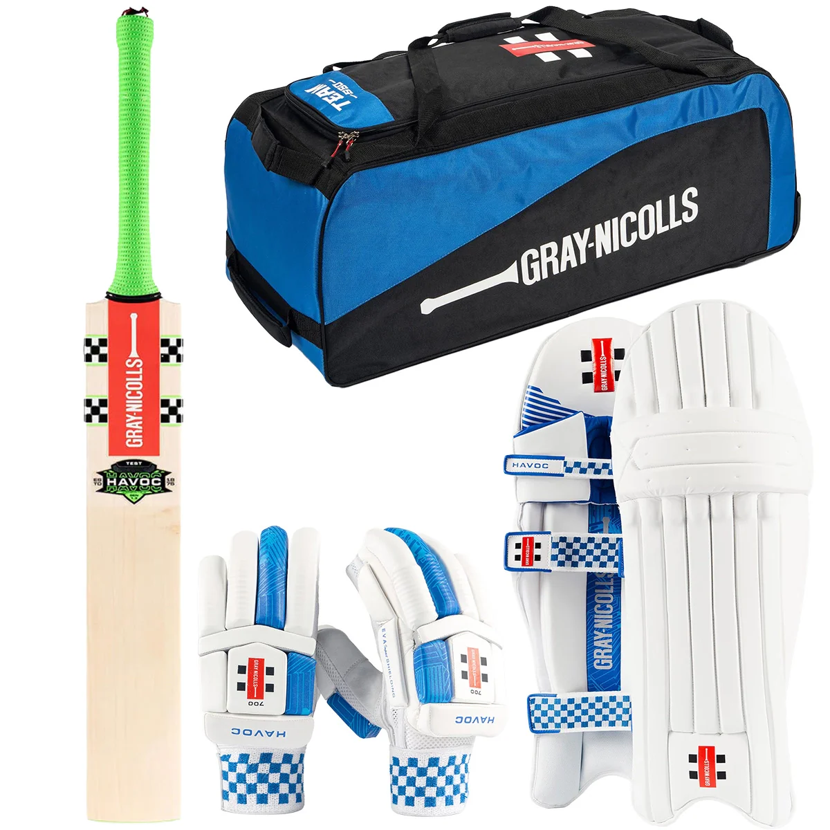 Gray-Nicolls Havoc 1.3 Test Cricket Bat, Gloves, Pads & Bag Bundle