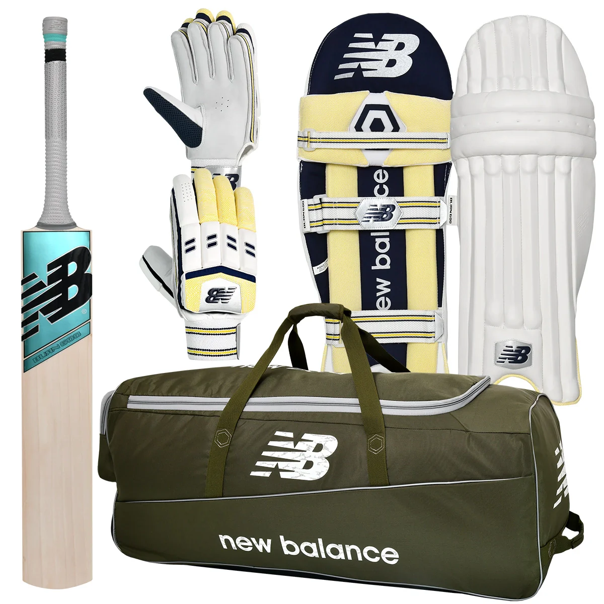 New Balance Burn 600 Cricket Bat, Gloves, Pads & Bag Bundle